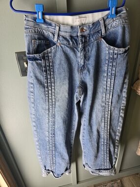 Light Blue Boyfriend Jeans with Front Pintuck Detail